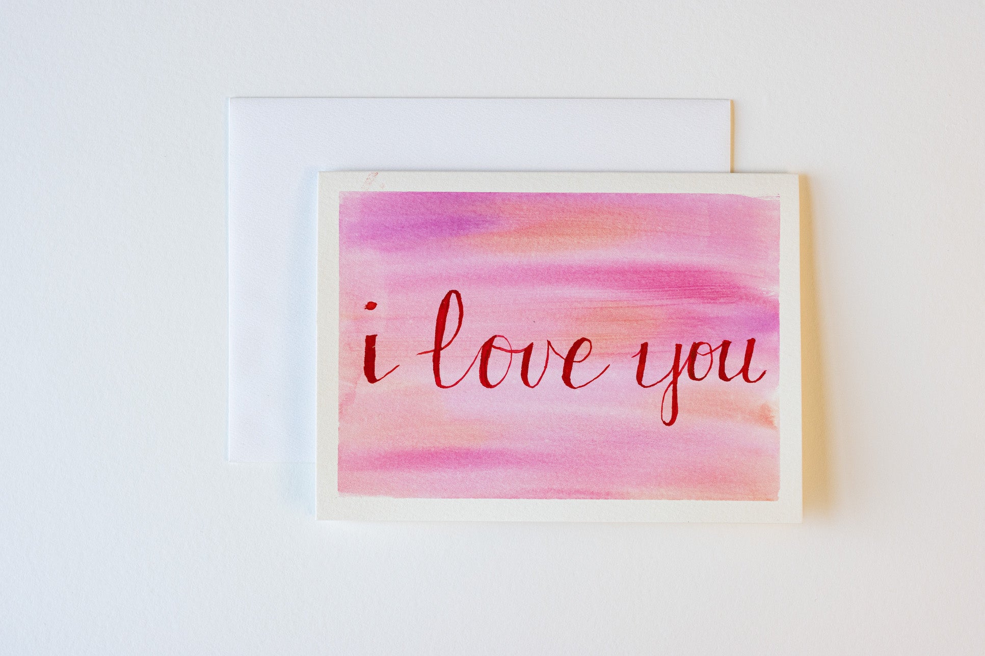 'I Love You' Hand Painted Watercolor Greeting Card 5x7