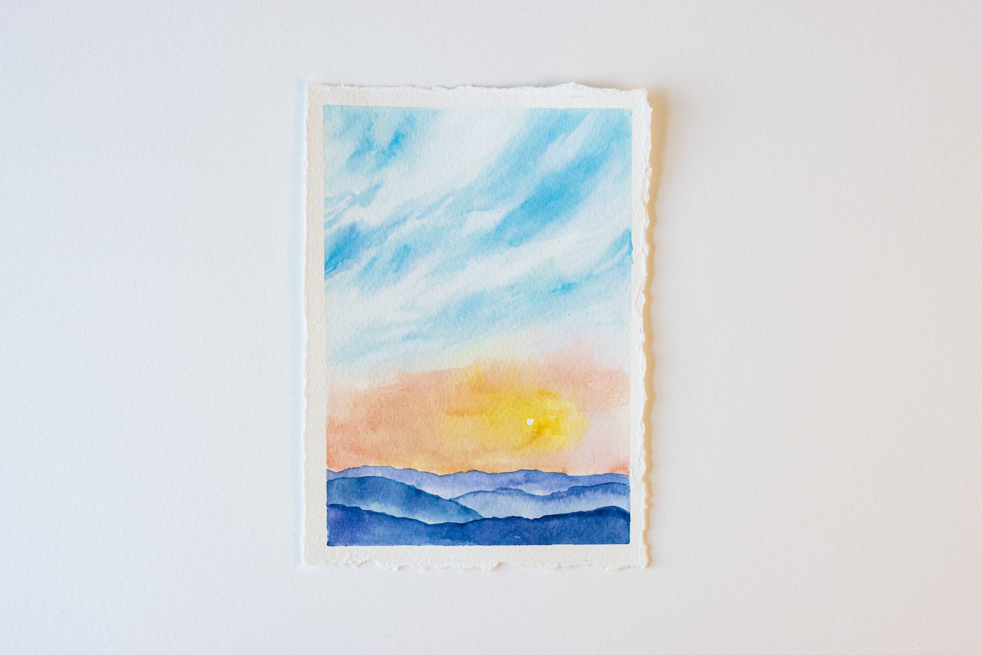 Wispy Sunset Peach 5x7 Original Painting