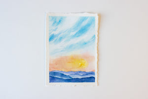 Wispy Sunset Peach 5x7 Original Painting