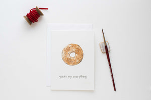 'You're my Everything Bagel' Hand Painted Watercolor Greeting Card 5x7