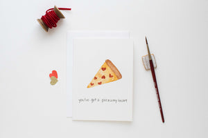 'You've Got a Pizza My Heart' Hand Painted Watercolor Greeting Card 5x7